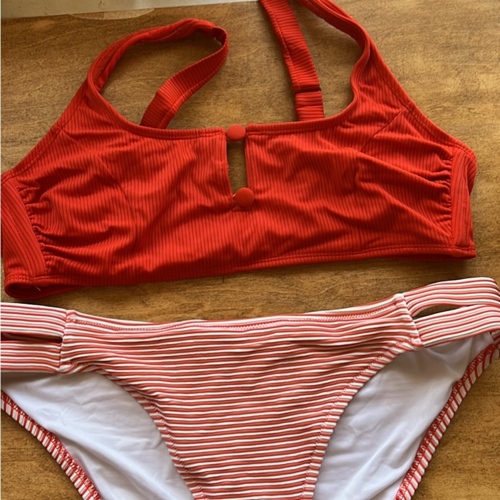 Red Striped Women's Bikini Set